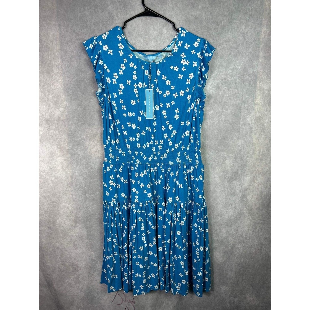 Draper James Faith Flutter‎ Sleeve Dress Blue Aster Floral Tiered XL - Picture 3 of 10